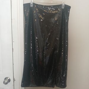 H&M New Black Sequin Side Slit Pencil Skirt